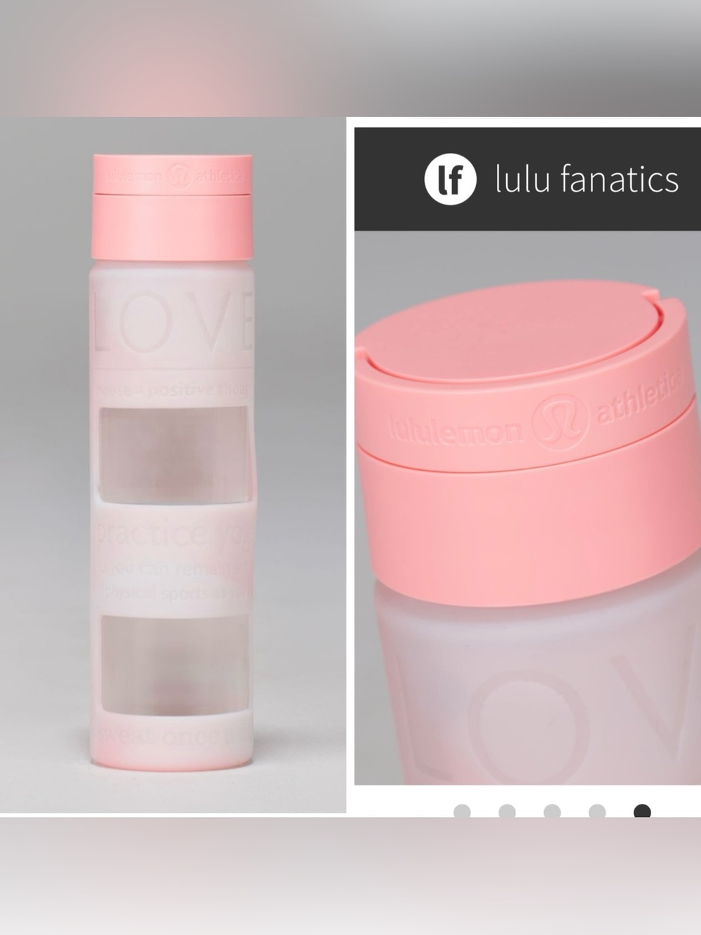 Lululemon Pure Focus Glass Water Bottle Barely Pink Coral 18oz
